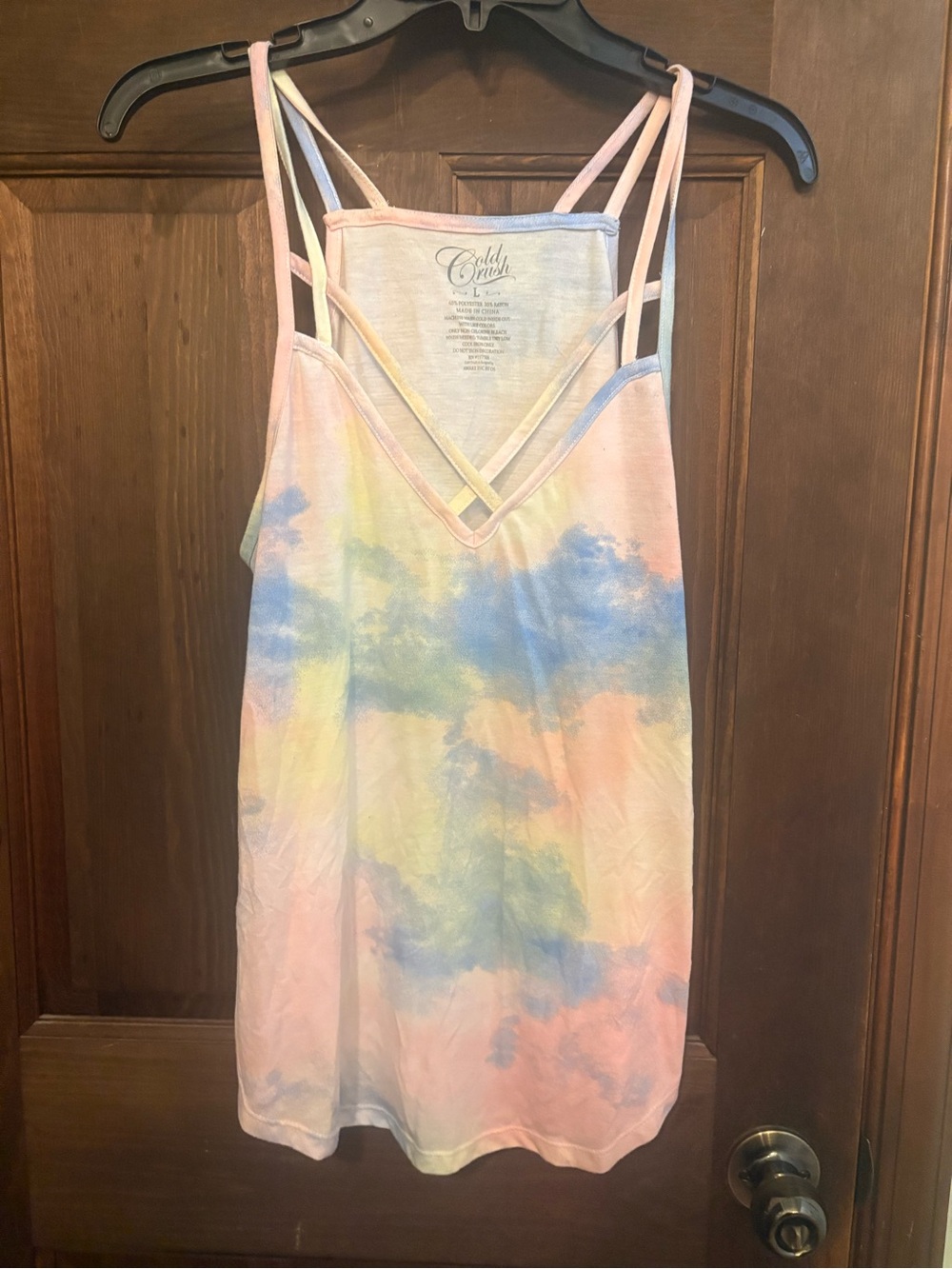 Cold Crush Pastel Tie-Dye Strappy V-Neck Tank Top